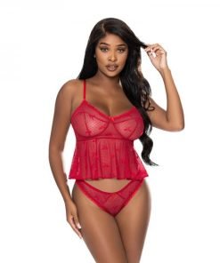 Magic Silk With Love Flutter Cami Cheeky Panty Set Red S M