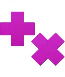 Pastease Plus X Neon Purple Cross Nipple Pasties
