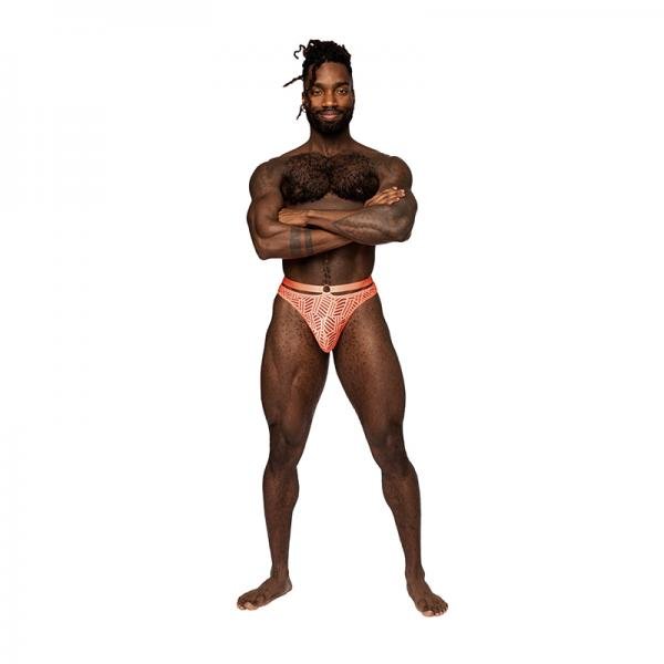 Rude Awakening Mesh Strap Thong Neon Orange L Xl