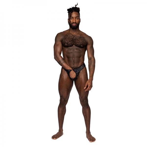 Male Power Sassy Lace Open Ring Thong Black