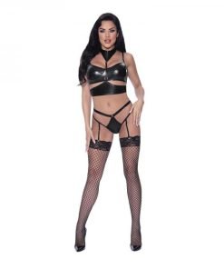Magic Silk Hard Candy Demi Bra Harness Garter Panty Black