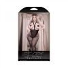 Fantasy Lingerie Sheer Truth Or Dare Rose Design Suspender Stockings Rose Pasties Set Black Queen
