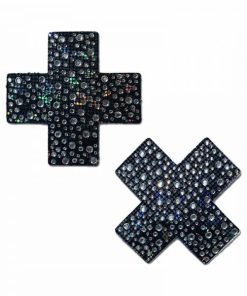 Pastease Crystal Sparkling Crosses Pasties Black