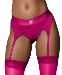 Ouch Vibrating Strap On Thong With Adjustable Garters Pink