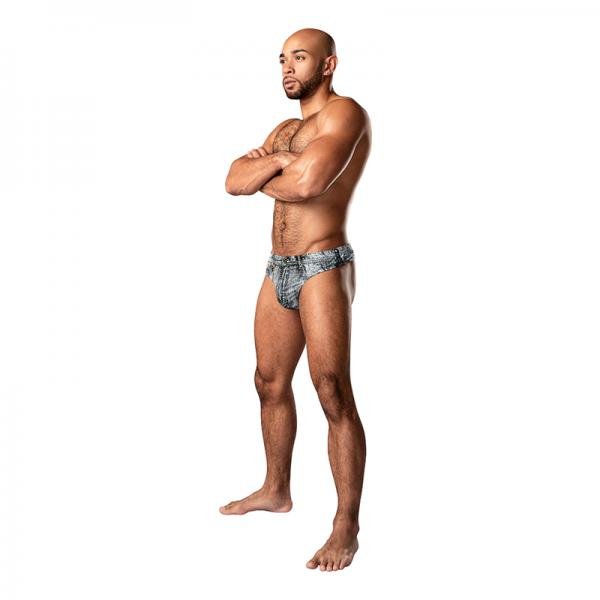 Male Power Dirty Denim Thong Denim Print
