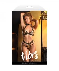 Fantasy Lingerie Vibes Boujee Shattered Foil Mesh Halter Bralette Panty S M
