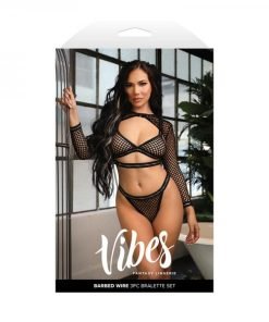 Fantasy Lingerie Vibes Barbed Wire Fishnet Bralette Shrug Panty S M