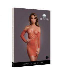 Le Desir Long Sleeved Net Mini Dress Sunset Glow