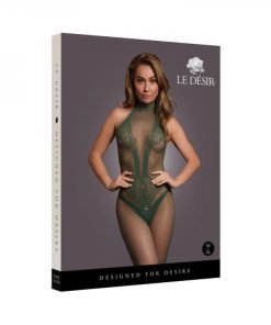 Le Desir Fishnet And Lace Bodystocking Midnight Green