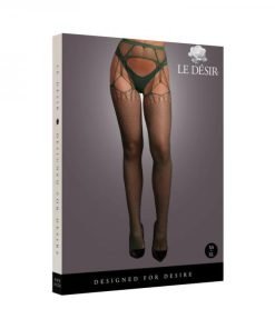 Le Desir Shredded Suspender Pantyhose Midnight Green