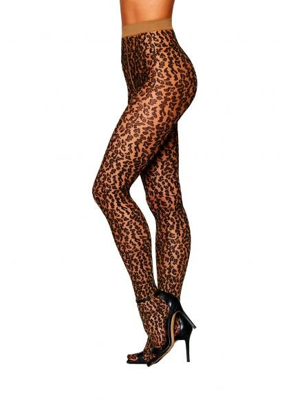 Sheer Leopard Pantyhose O S