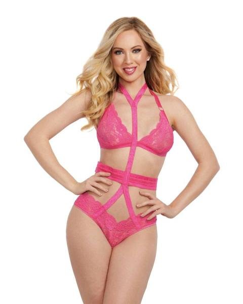 Bralette Harness Panty Fuschia