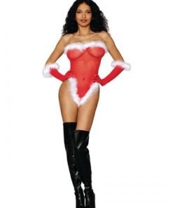 Naughty List Seamless Fishnet Santa Teddy Lipstick Red