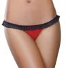 Stretch Mesh Spandex Open Back Panty Small Red Black