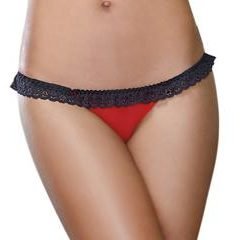 Stretch Mesh Spandex Open Back Panty Small Red Black