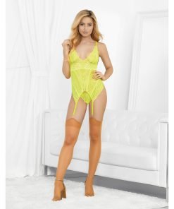 Neons Bustier W Nude Hose G String Neon Lime