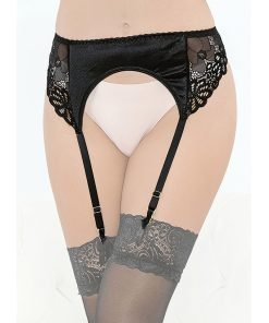 Satin Lace Garterbelt Black