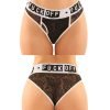Vibes Buddy Fuck Off Lace Boy Brief Lace Thong Black