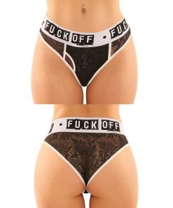 Vibes Buddy Fuck Off Lace Boy Brief Lace Thong Black
