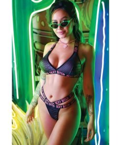 Vibes Sexy Bitch Reptile Print Set Blk S M