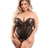Floral Lace Corset G String Black 1x 2x