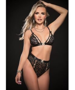 Sexy Sultry High Waist Panty Bra Black O S