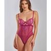 Quinn Cross Dyed Galloon Lace Mesh Teddy Wine
