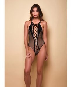 Lights Off Halter Neck Teddy Black O S
