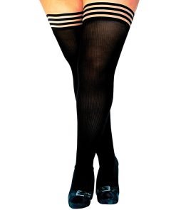 Kixies Dana Lynn Ribbed Thigh High Tights Black D
