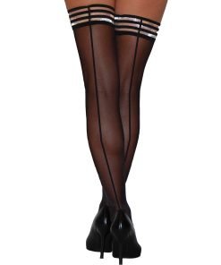 Kixies Lois Thigh Highs Black Back Seam Black C