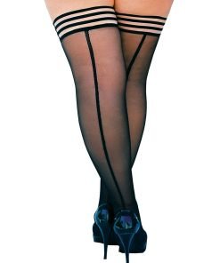 Kixies Lois Thigh Highs Black Back Seam Black D