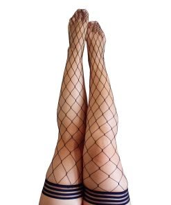 Kixies Michelle Large Fishnet Thigh High Black D