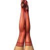 Kixies Monica Sheer Cuban Heel W Back Seam Thigh Highs Red A