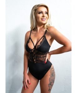 Kixies Signature Striped Bodysuit Black