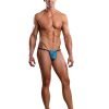 Male Power Neon Lace Posing Strap Turquoise O S