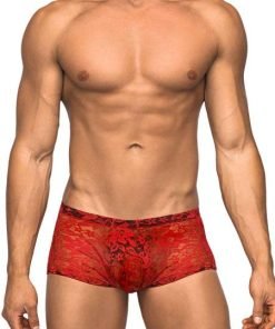 Mini Shorts Stretch Lace Red