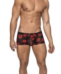 Kiss Me Mini Shorts Sheer Lips Black Medium