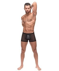 Private Screening Micro Mesh Modal Skull Pouch Short Black