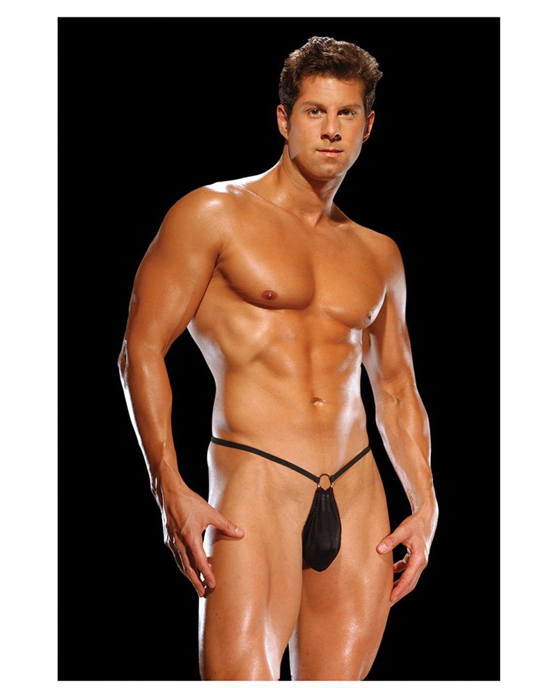 Male Power G String W Front Ring O S Black