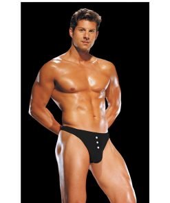 Male Power E Z Access Button Thong Large X Large Black