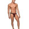 Kiss Me Mesh Micro Thong V Black Red