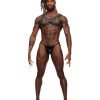 Virgo Pu Leather Chest Harness W Zipper Detail Black O S