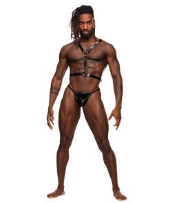 Sagittarius Pu Leather Chest Winged Back Harness Black O S