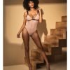 Diamond Mesh Bodysuit Nude Black
