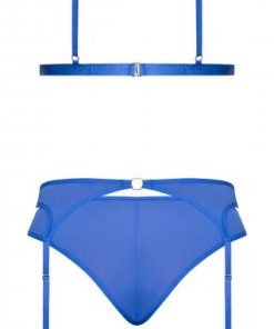 Sassy Bra Garter Rouched Panty Cobalt