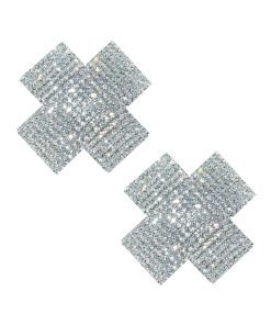 Neva Nude Cross Crystal Jewel Reusable Silicone Nipple Pasties Clear O S