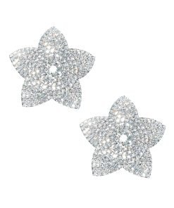 Neva Nude Burstin Blooms Crystal Jewel Reusable Silicone Nipple Pasties Clear O S