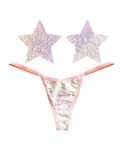 Neva Nude Naughty Knix Princess Bride Flip Sequin G String Pasties Pink White O S