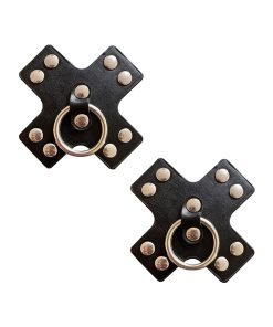 Burlesque Pierced N Punked Leather Metal X Silicone Reusable Nipztix Black O S