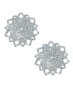 Neva Nude Ice Crystal Jewel Reusuable Silicone Nipple Pasties Clear O S